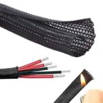 10mm Elastic woven wire mesh black encrypted arranged woven nylon tube telescopic sleeve – 1 Meter - Image 3